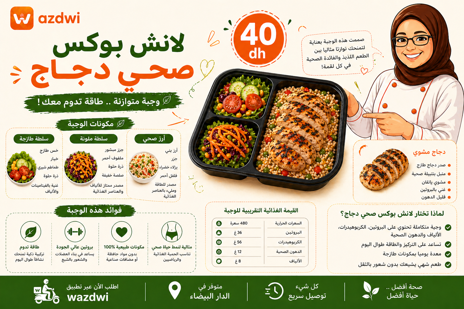 لانش بوكس صحي دجاج 5 - Wazdwi