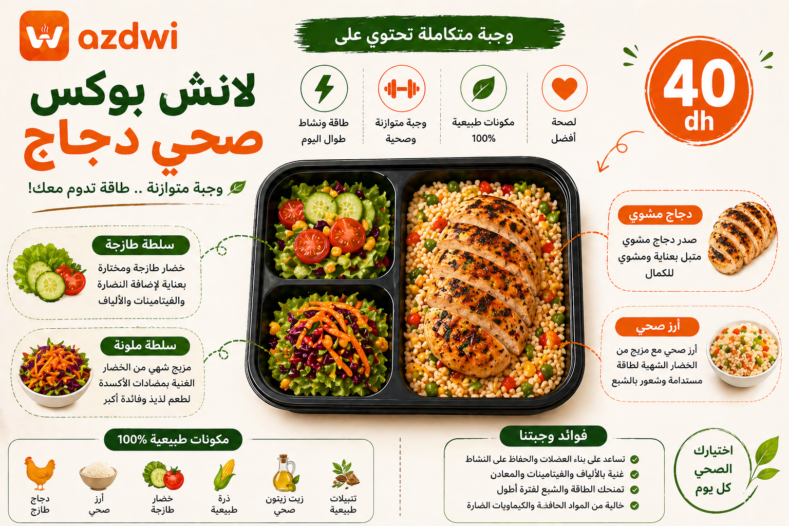 لانش بوكس صحي دجاج 6 - Wazdwi